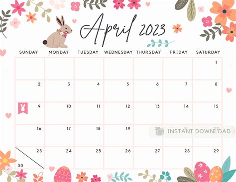 cute april 2023 calendar wallpaper