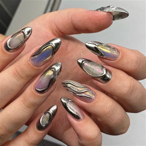 cute chrome nail designs