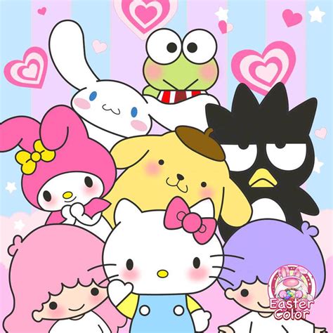 cute hello kitty and friends drawing