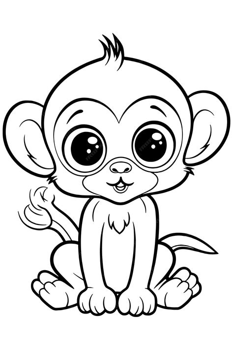cute monkey coloring page printable template