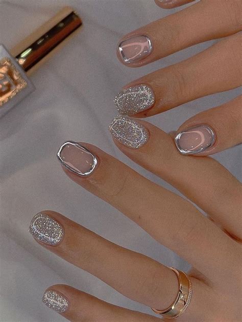 cute nail designs silver