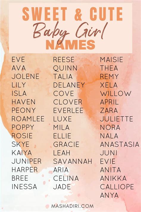 cute names for girls unique