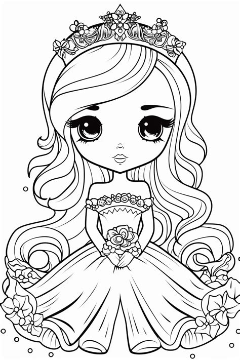 Cute Princess Coloring Page