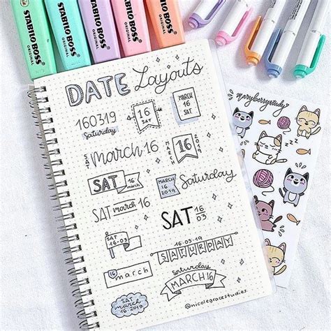 cute ways to write the date in your notes