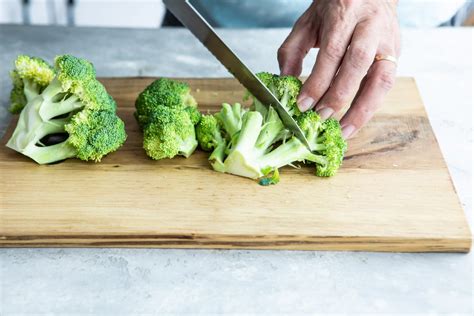 cutting broccoli