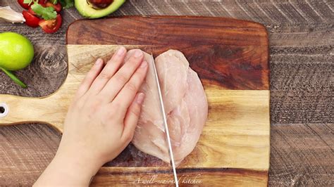 cutting chicken breasts horizontally