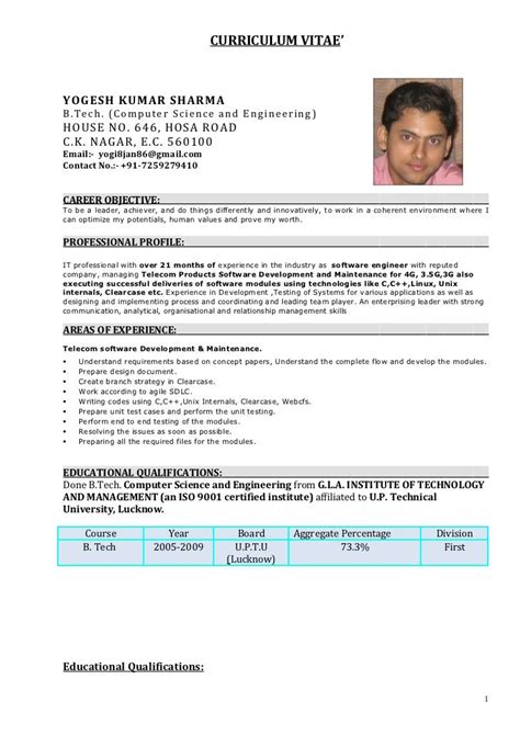 For 6 Months Experience In Java Resume format, Sample