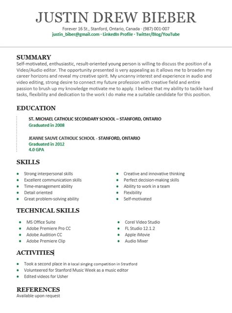 How To Write A Cv Without Experience Resume For College