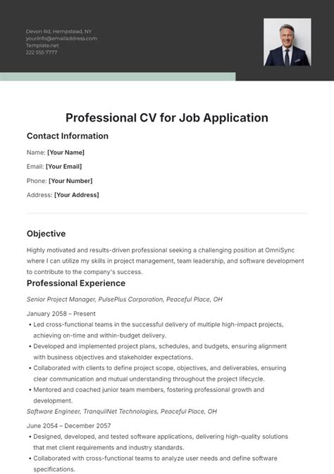 Cv Job Application Template