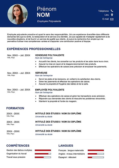 cv pole emploi exemple