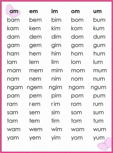 cvc pattern examples for grade 2