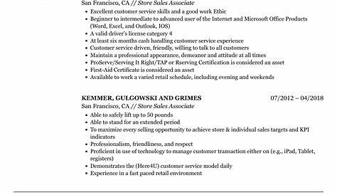 Cvs Retail Store Associate Job Description Assistant Manager Resume Example Contemporary 1 463x600 Jpg 463 599 Resume Examples Sales Resume Examples Resume