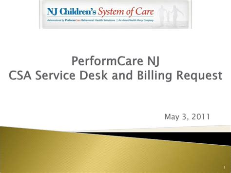 PPT PerformCare NJ CSA Service Desk and Billing Request PowerPoint