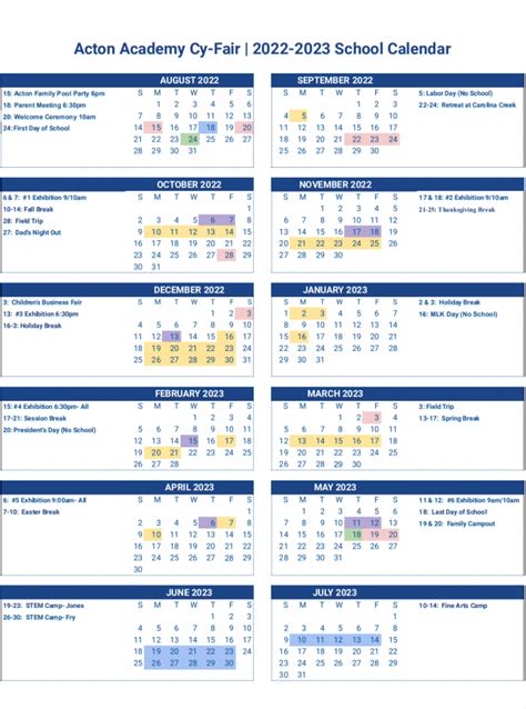 Cyfair Calendar 2022 Customize and Print
