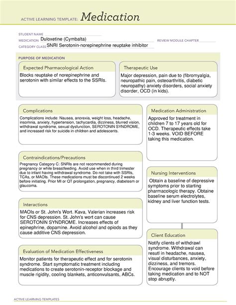 cymbalta medication classification