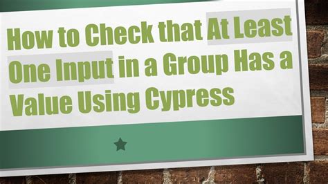 Cypress Check Value Of Input