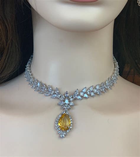 cz diamond necklace set