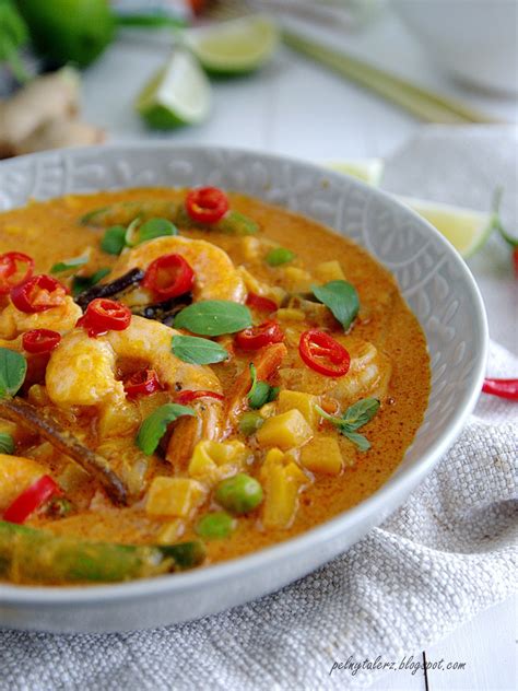 czerwone curry z krewetkami