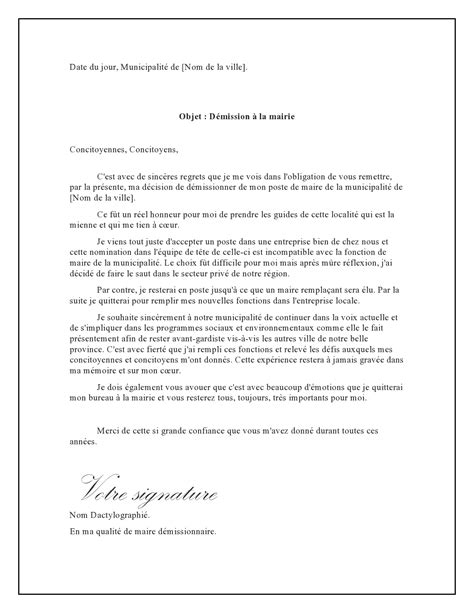 lettre de démission d’un élu municipal modèle lettre démission