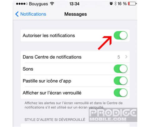 désactiver notifications iphone