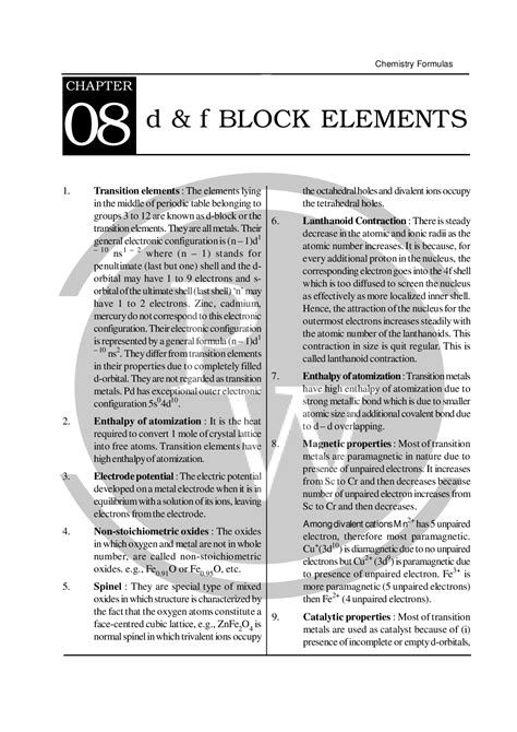 d f block elements class 12 notes