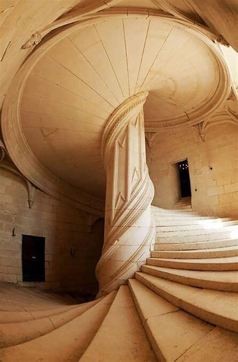 These stairs designed by Leonardo Da Vinci in 1516. Chambord Castle, in