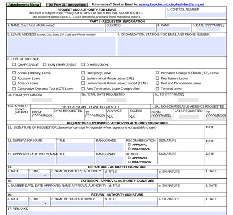 da 31 leave form template