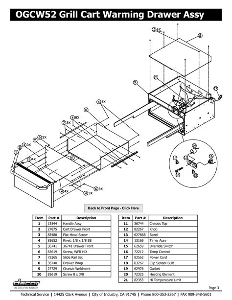 dacor warming drawer parts