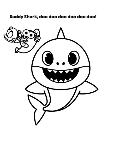 Daddy Shark Coloring Page
