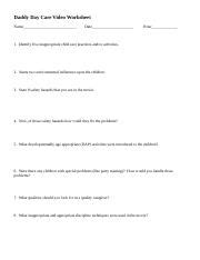 daddy day care worksheet answer key
