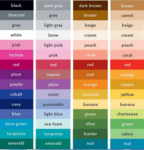 daftar warna bahasa inggris