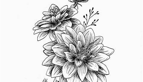 Dahlia Flower Tattoo Black And White Pin En