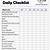 daily checklist template excel