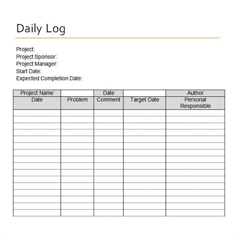 FREE 15+ Sample Daily Log Templates in PDF MS Word