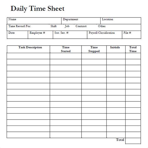 daily time sheet free printable timesheet templates MaziexyWarren18h