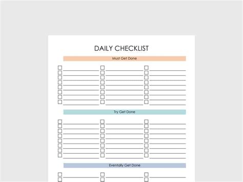 Daily Checklist Template Excel