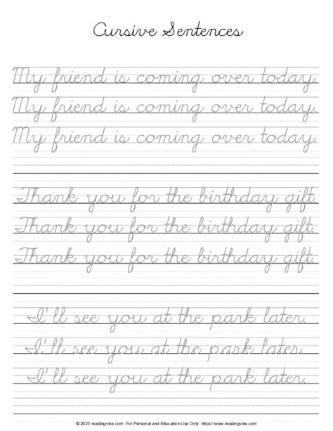 daily cursive handwriting practice pdf printable template