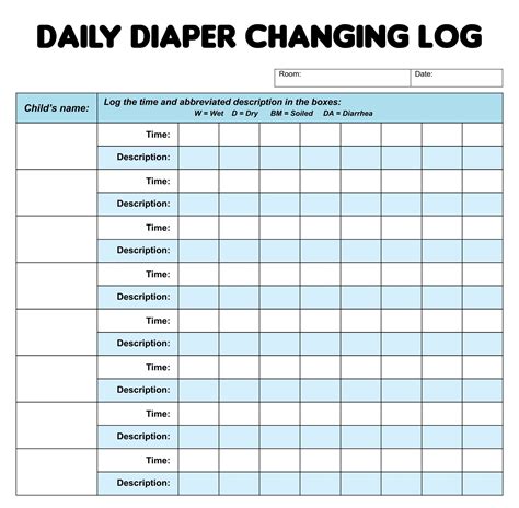 Daily Diaper Changing Log