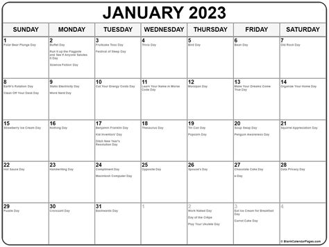 daily events calendar 2023