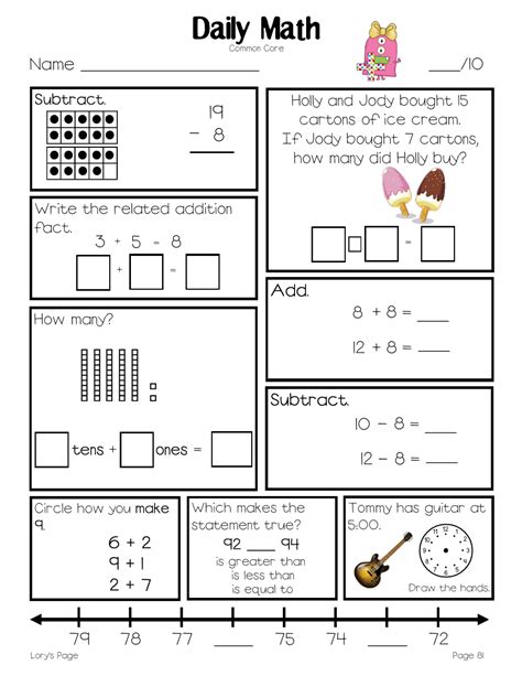 Daily Math Worksheets First Grade