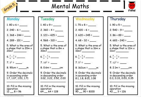 Daily Maths Worksheets