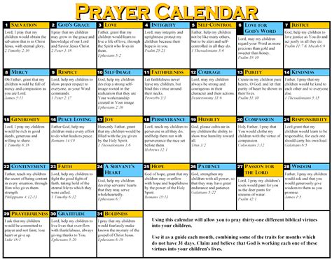 daily prayer calendar 2023