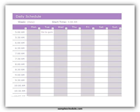 Daily Routine Schedule Template Excel  Stay Organized And Productive