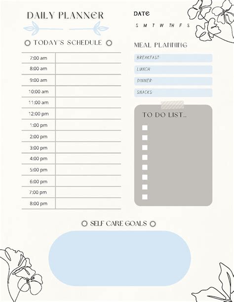Daily Schedule Template Etsy
