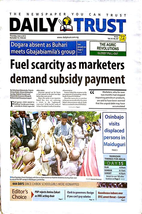 daily trust newspaper nigeria today news