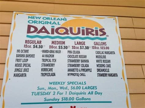 Daiquiris Gonzales Menu