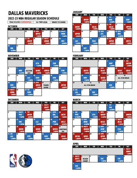 dallas mavericks basketball schedule 2023