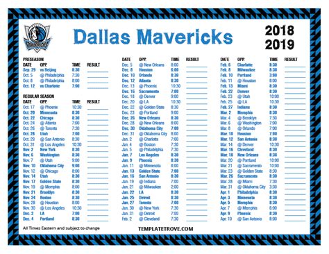 dallas mavericks home schedule printable