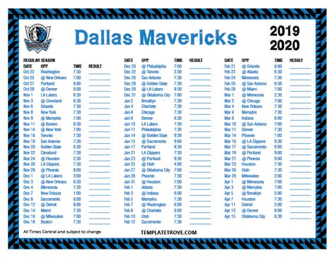 dallas mavericks schedule 2019