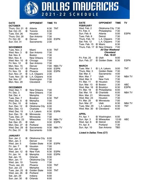 dallas mavs schedule tv